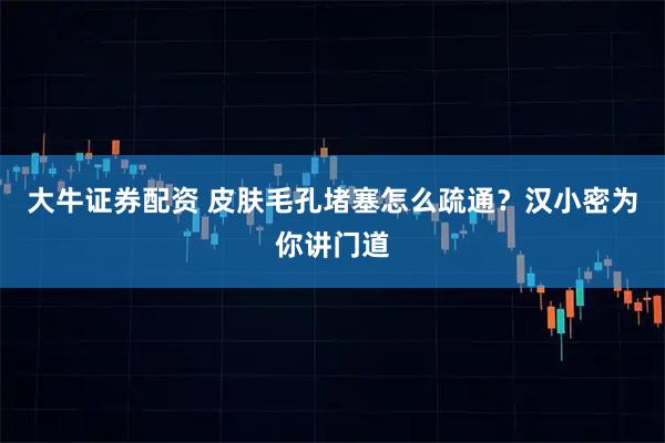 大牛证券配资 皮肤毛孔堵塞怎么疏通？汉小密为你讲门道